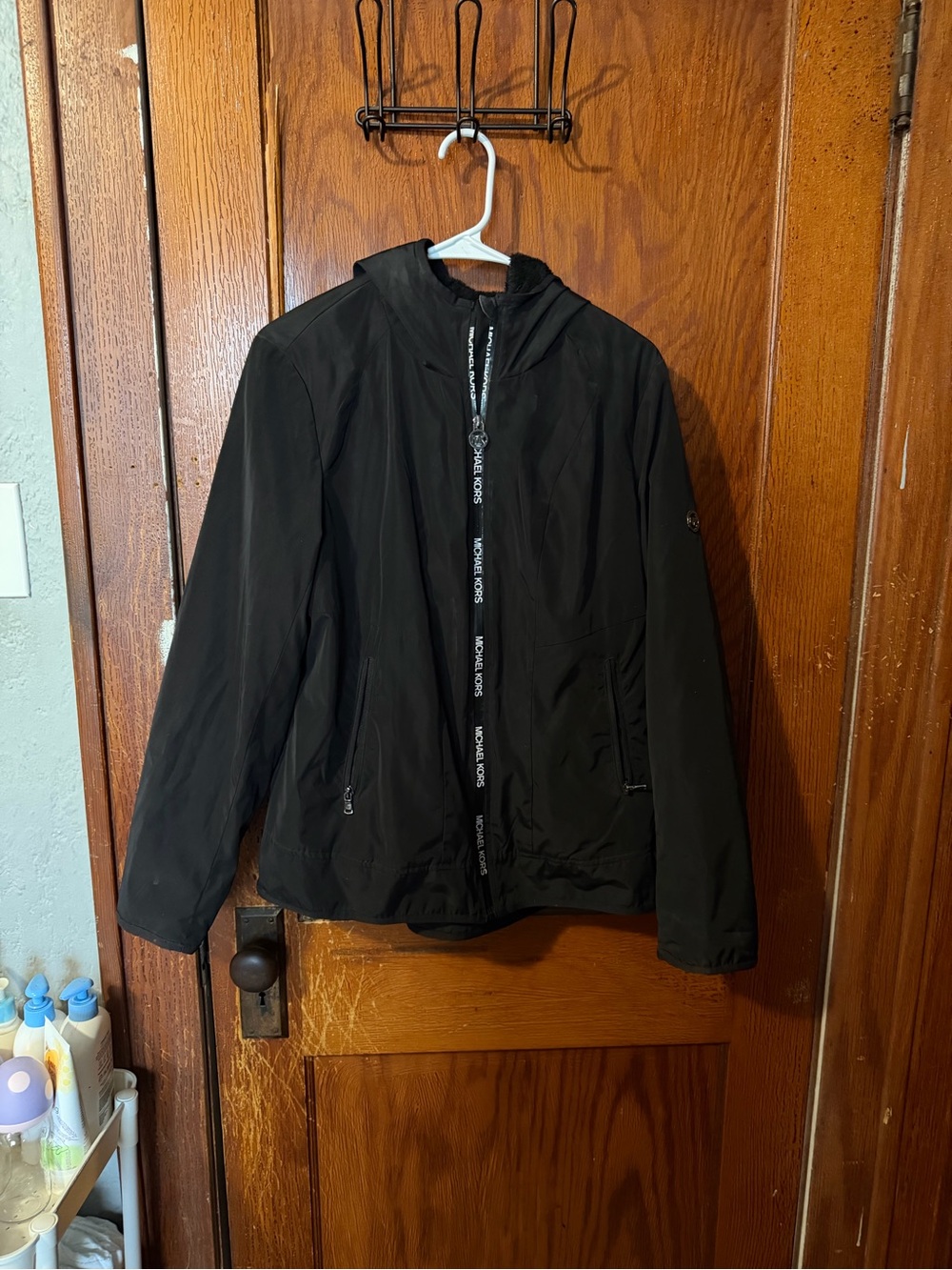 Michael Kors Black Hooded Lightweight Jacket